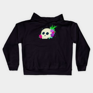 Memento Mori Minimalist Flower Skull Cute and Spoopy Illustration Kids Hoodie